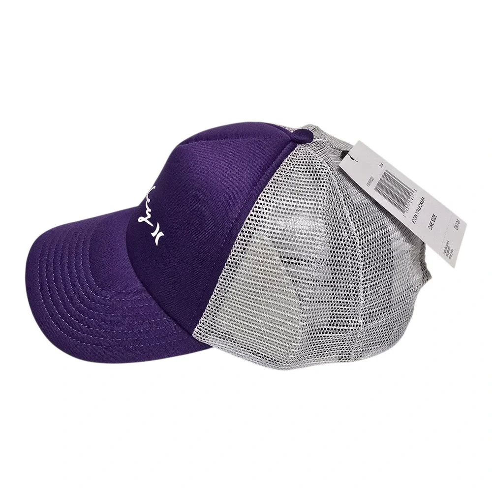 NEW Hurley Icon Solid‎ Trucker Hat Royal Purple White Cap Snapback Mesh Tags